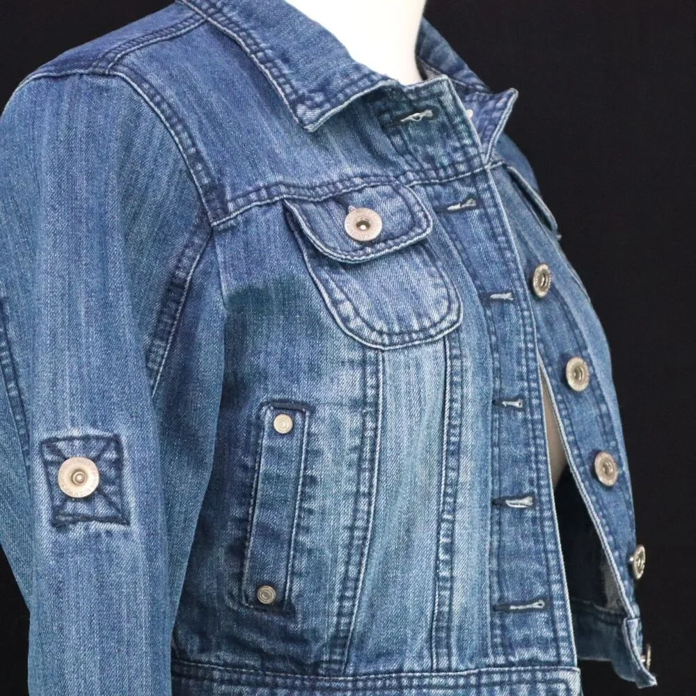 Denim Jacket Highway Jeans Kids Size M Roll Tab Sleeve Pockets